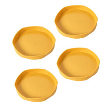 4pcs Plant Saucer Trays with WaterCollecting Design for Indoor and Outdoor Use Mustard