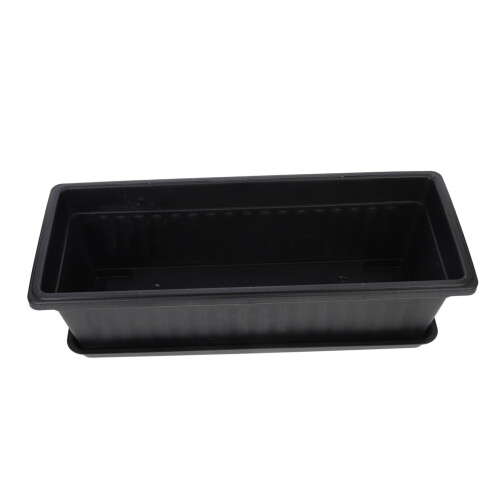 4pcs Plastic Window Box Planter with Drainage Tray, Durable Rectangular Pots for Vegetables, Herbs and Succulents