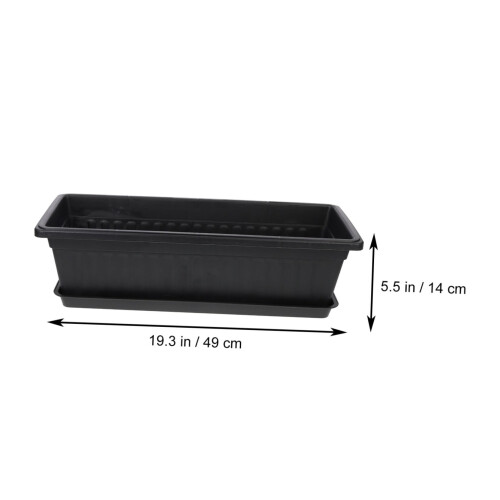 4pcs Plastic Window Box Planter with Drainage Tray, Durable Rectangular Pots for Vegetables, Herbs and Succulents 1