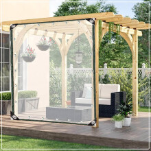 Clear Waterproof Tarp 2.24m Transparent PVC Tarpaulin with Grommets for Patio Pergola Enclosure