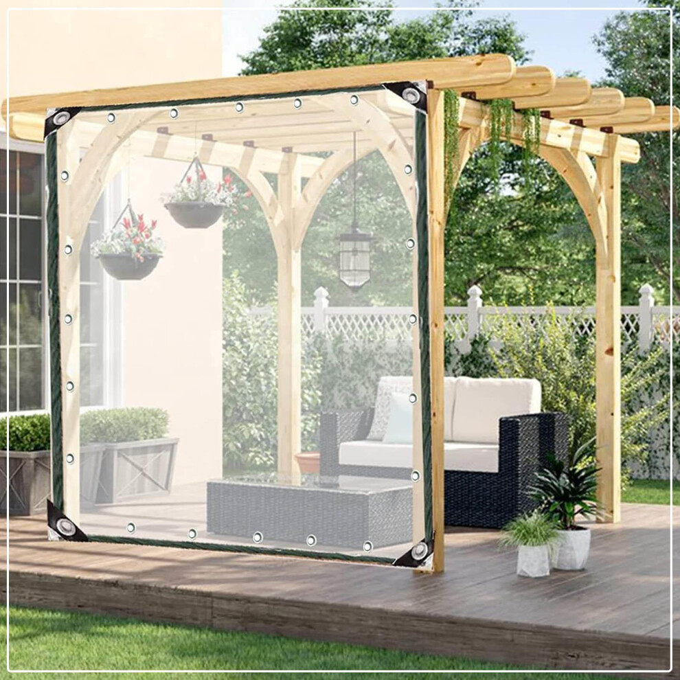 Clear Waterproof Tarp 2.24M Transparent Pvc Tarpaulin With Grommets For Patio Pergola Enclosure 9351714459655