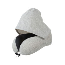 Close Fitting Hooded Travel Pillow Constructed From-Light Grey