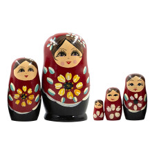 Veritable Russian Stacking Dolls Colorful Sunflowers Designs 5
