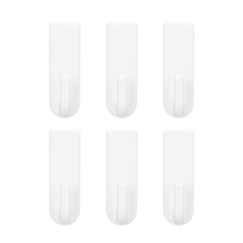 Adhesive Wall Hooks 6 Pack, No Drill Bathroom Hooks with Damage Adhesion for Glass, Tile, Mirror