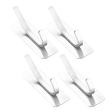 Adhesive Bathroom Hooks 4 Pack, Rustproof Stainless Steel Towel Hooks with Strong Adhesive Hold, Waterproof Wall Mount for Bathroom Kitchen Bedroom