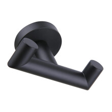 Heavy Duty Wall Mounted Double Towel Hook Stainless Steel Bathroom Towel Rack Black Finish Space Saving