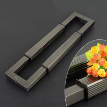 Modern Black Double Sided Door Pull Handle 31.5in Stainless Steel H Shape for Glass and Wooden Doors