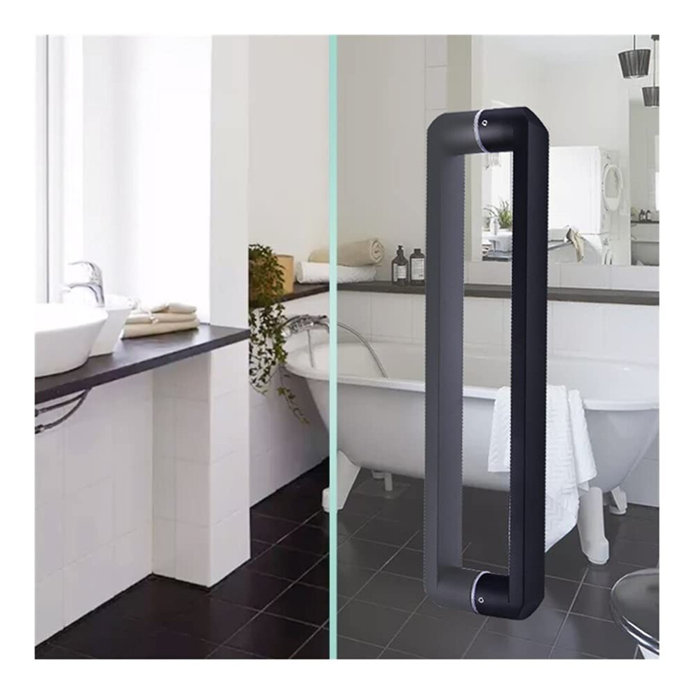 Matte Black Shower Door Handle Set 304 Stainless Steel Rustproof Pull For Frameless Glass Door 9330225310372