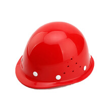 Red Construction Safety Helmet with Impact Absorption Liner and Adjustable Fit for Workers