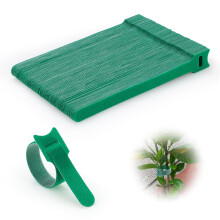 100 Pack Reusable Garden Plant Ties, Adjustable Hook Loop Green Straps, Soft Stem Safe Support for Tomato and Climbing Plants, 0.6in x 8in