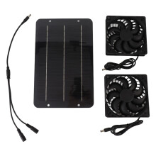 Solar Powered Dual Exhaust Fan Kit with Waterproof Design and Switch for Chicken Coop Greenhouse