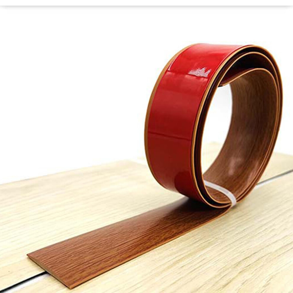 3.3Ft Self Adhesive Floor Transition Strip For Doorway, Flexible Pvc Threshold Cover For Laminate And Carpet, Thai Teak Wood 9330225310594