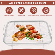 1Pcs Air Fryer Basket for Oven, Stainless Steel Grill Basket, Non-Stick Mesh Basket, Air Fryer Tray Wire Rack Basket