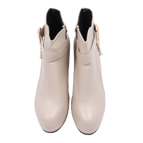 Beige PU High Heels 235mm (9.25in) Size 37 1