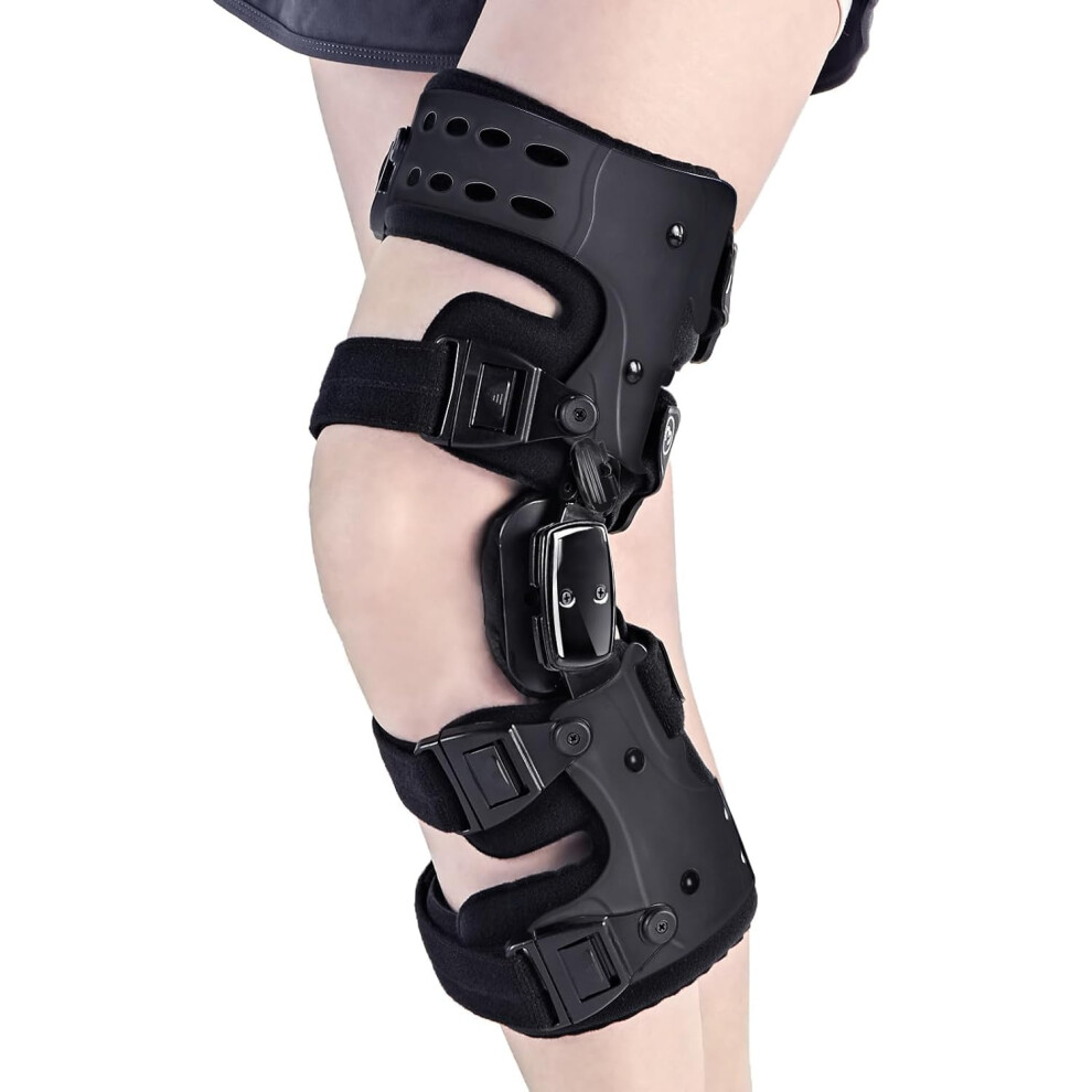OA Knee Brace with Adjustable Alignment Control, 13Position ROM Dial, Left Black