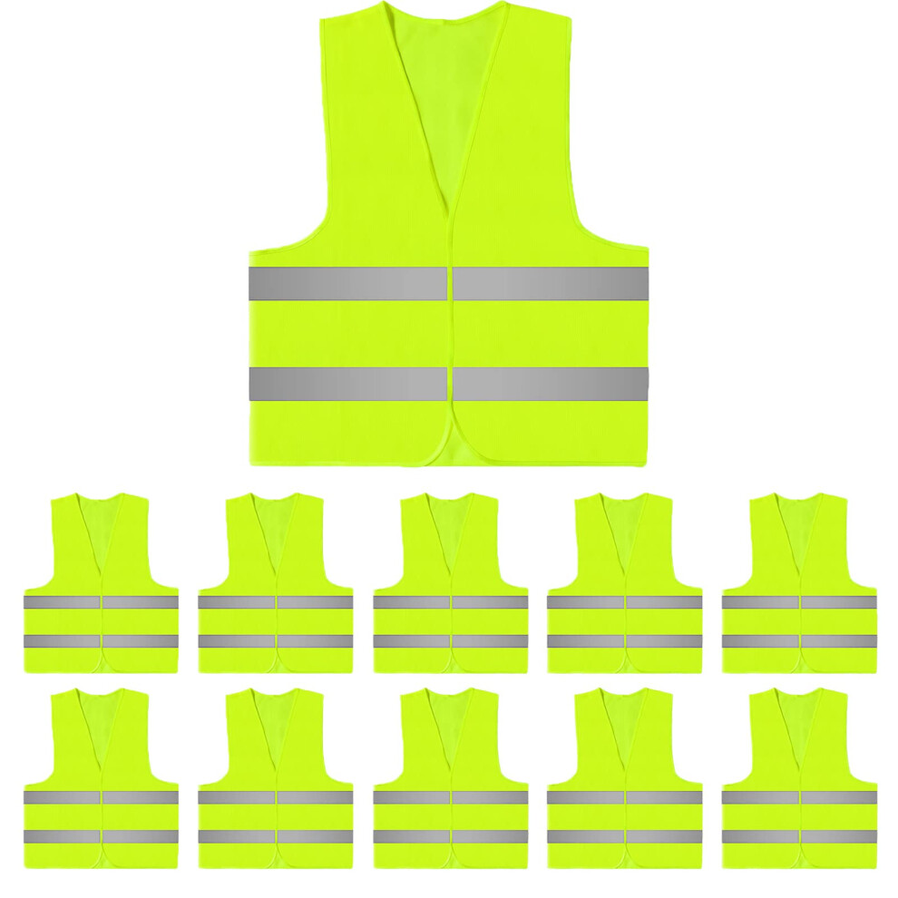 Visibility Safety Vest 10 Pack, Lightweight Reflective Vest With 2 Strips For Construction And Traffic 9330225310938