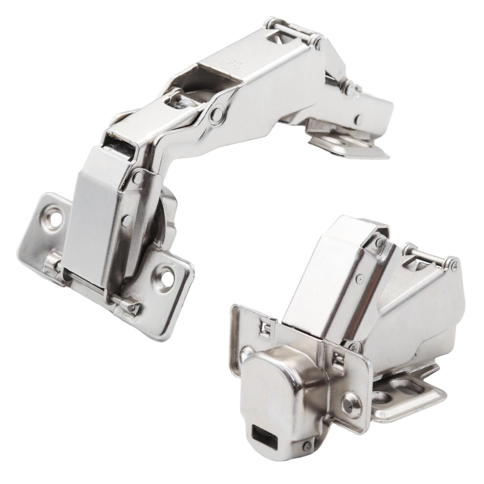 2Pcs 180 Degree Soft Close Cabinet Hinges For Frameless Cabinets, Full Overlay Hydraulic Nickel Finish 9771547837893