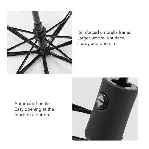 Clear Automatic 3-Fold Umbrella, 8 Ribs, 343g 2