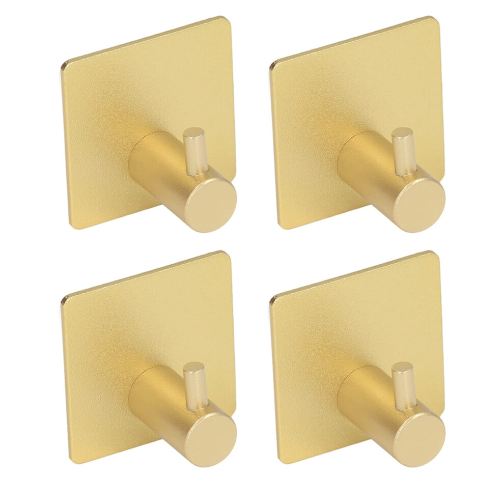 Gold Self Adhesive Wall Hooks 4Pcs Rustproof Aluminum Nodrill Towel Holders For Bathroom And Kitchen 9073542980704