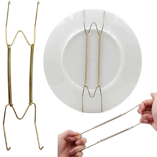 5Pcs Invisible Plate Hangers for Wall Decor, Adjustable Spring Wire Design, Durable Iron Build 1
