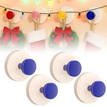 Suction Cup Hooks and Wreath Hangers, NoDrill Waterproof Rustproof Metal for Bathroom Glass Door (Gold 2pcs Blue 4pcs)