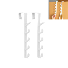 2 Pack White Over the Door Hooks Organizer, Heavy Duty No Installation Hanger for Clothes Towels Closet