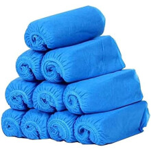 Disposable Non Slip Shoe Covers 16 Inch Blue Overshoes with Anti‑Slip Textured Sole for Cleaning and Boots