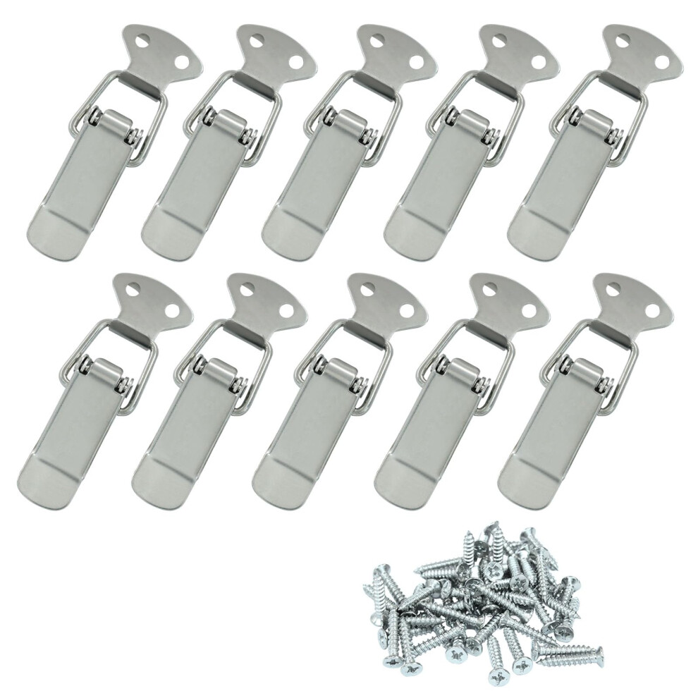 10 Pack Stainless Steel Toggle Latch With Padlock Hole, Large Spring Loaded Latch For Toolbox, Cabinet, Chest Trunk, Silver 9351714461054