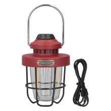 Retro Camping Lantern, USB Rechargeable LED Light with 3 Modes, IPX4 Waterproof for Outdoor Hiking Emergency (Red)