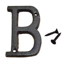 Cast Iron House Letter B Vintage Black Brown Metal Address Sign, Easy Installation for Outdoor