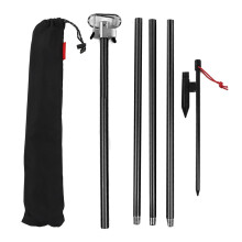 Camping Lamp Pole with Adjustable Height and Wind Resistant Hooks, Foldable Aluminum Lantern Stand for Outdoor Camping Fishing Picnic (Black)