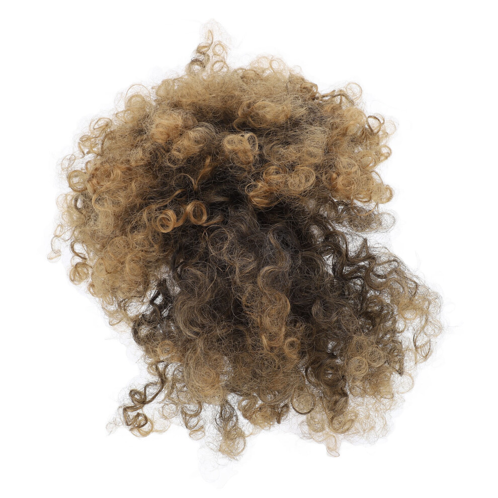 Unisex Puff Curly Bun With Bangs, Ponytail 1B/27