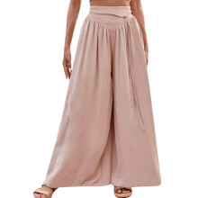 Women's Casual Control Wide Leg Pants High Waist-Pink XXL