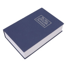 Book Safe with Lock Key Blue Hidden Money Storage Box Realistic Book Design Durable Metal Liner