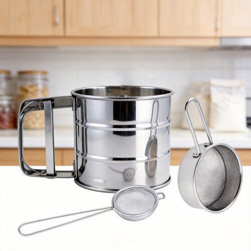 Pack of 3 Kitchen Baking Tool Handheld Flour Strainer 1