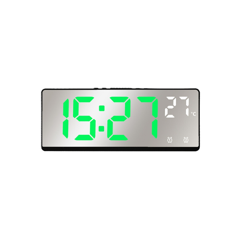 6631 Led Digital Display Multifunctional Electronic Clock Desktop Temperature Mirror Alarm Clock ( Light) Green/Light