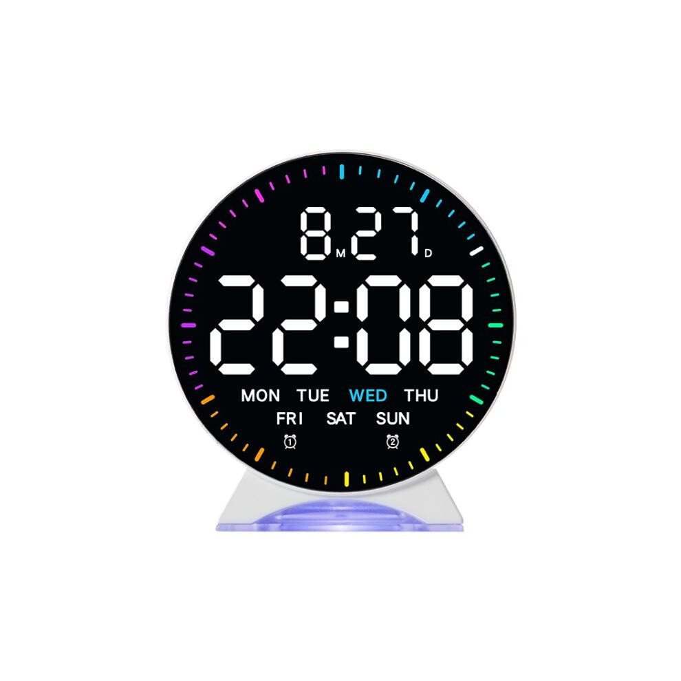 LED Multifunction Electronic Alarm Clock Running Seconds Clock Bedside with Night Light Electronic Clock, Color: White Shell White Ligh