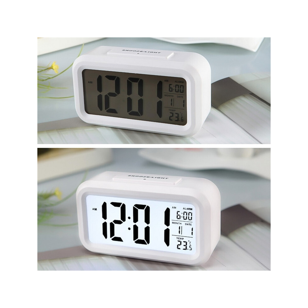 Temperature Type Lazy Snooze Alarm Mute Backlit Electronic Clock(White) White