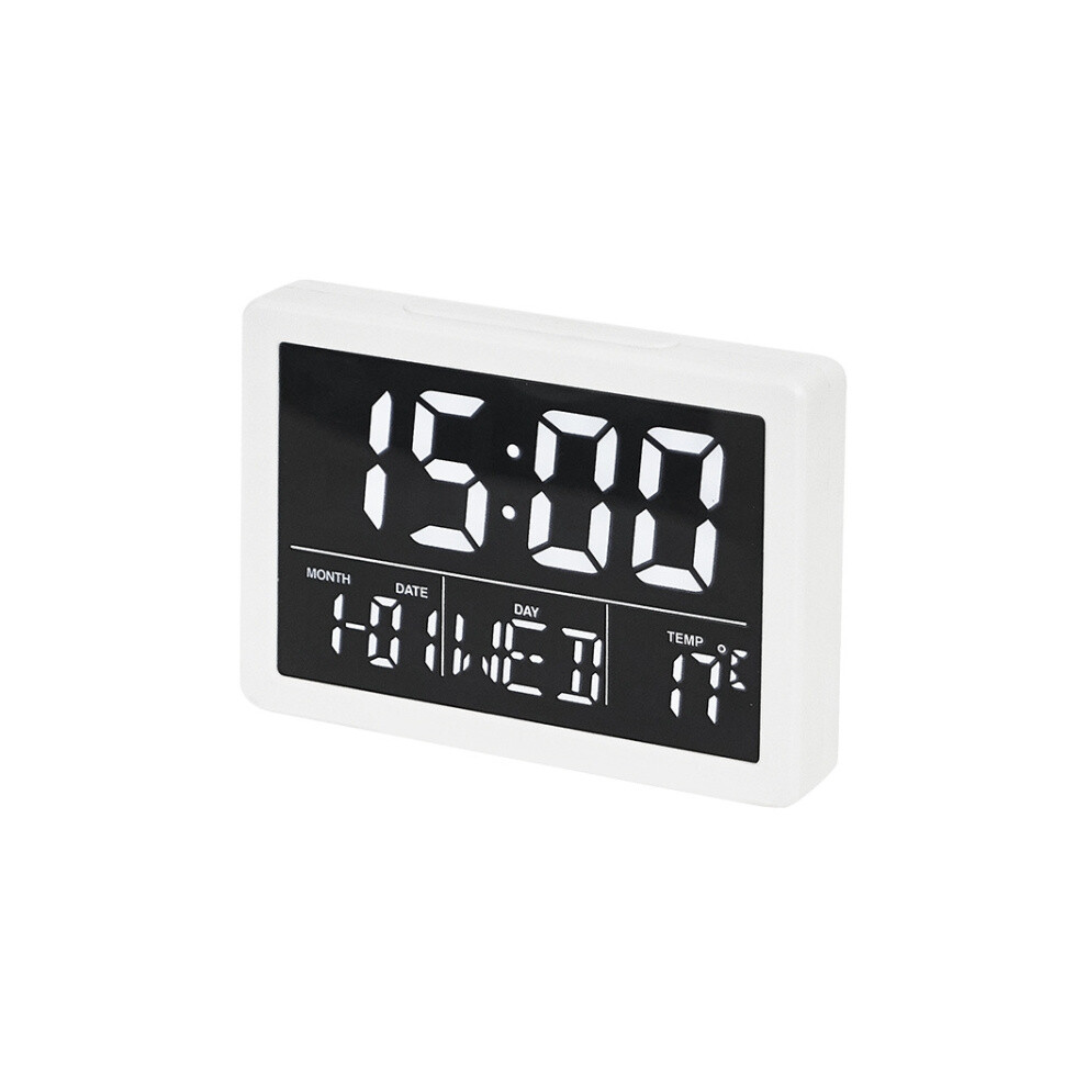 Large Screen Led Clock Bedside Multifunctional Electronic Alarm Clock( Shell Light) White/Light