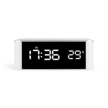Multifunctional LED Mirror Clock for Home Use; Home Thermometer (White Lettering)