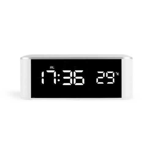 Multifunctional LED Mirror Clock for Home Use; Home Thermometer (White Lettering)