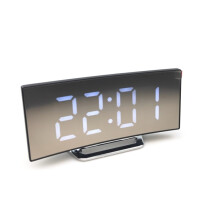 6507 Curved Big Screen Electronic Clock LED Mirror Mute Alarm Clock(White)
