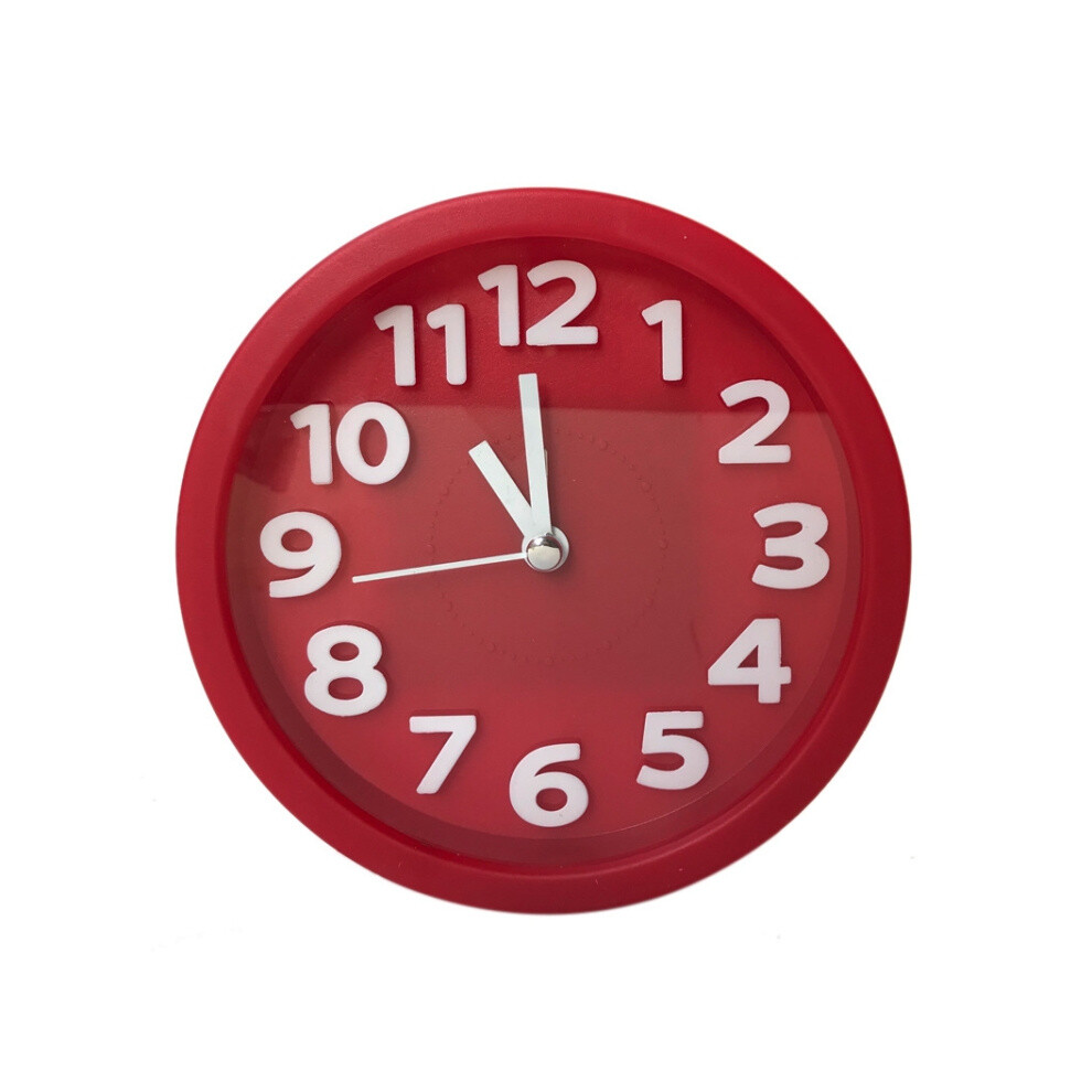 Round 12cm Candy Color Stereo Digital Silent Alarm Clock Children Student Alarm Clock(Red)