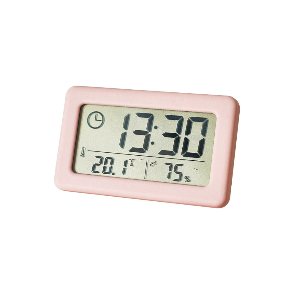 YD005 Mini Slim LCD Screen Temperature and Humidity Electronic Clock (Pink)
