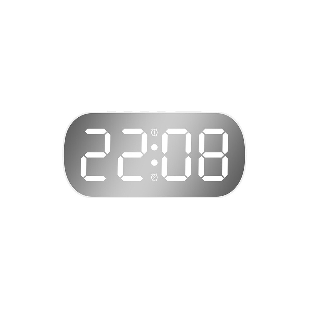 6637 Led Digital Display Temperature Electronic Clock Desktop Mirror Alarm Clock ( With Light) White/Light