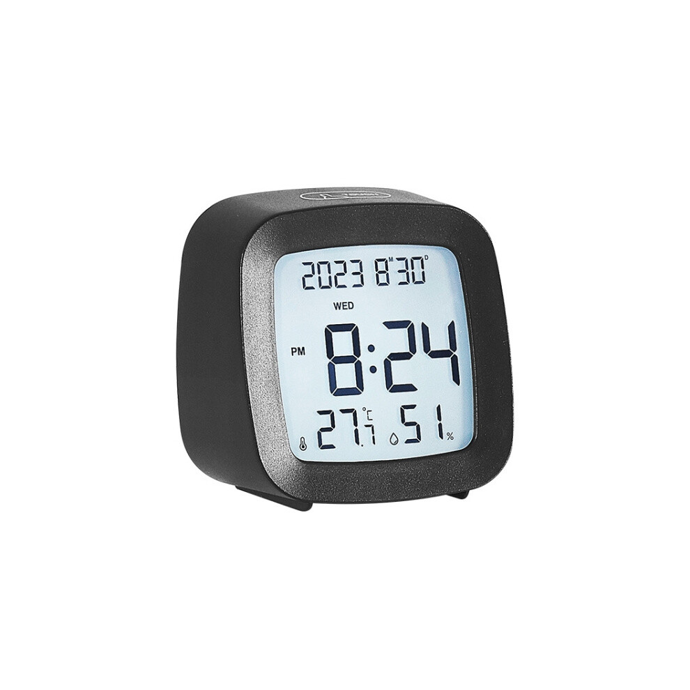 Multifunctional LCD Clock with Temperature and Humidity Function for Home and Bedside Use (2306 Black)