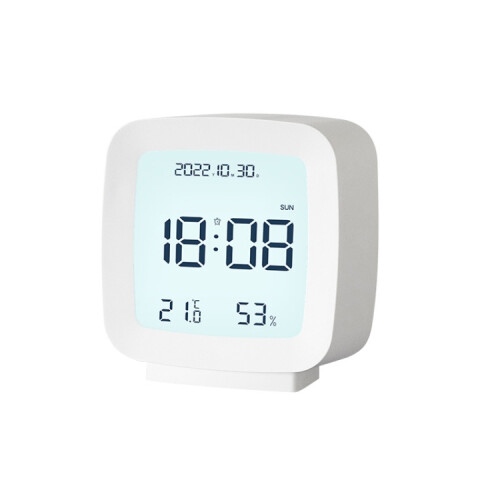 2286 Mini Multifunctional Calendar Alarm Clock, Bedside Temperature and Humidity Clock (White)
