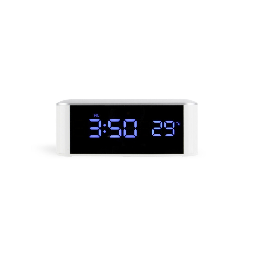 Home Led Mirror Multifunctional Electronic Clock And Thermometer ( Lettering) Blue