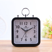 Candy-colored square alarm clock for office, home, and student use (black)