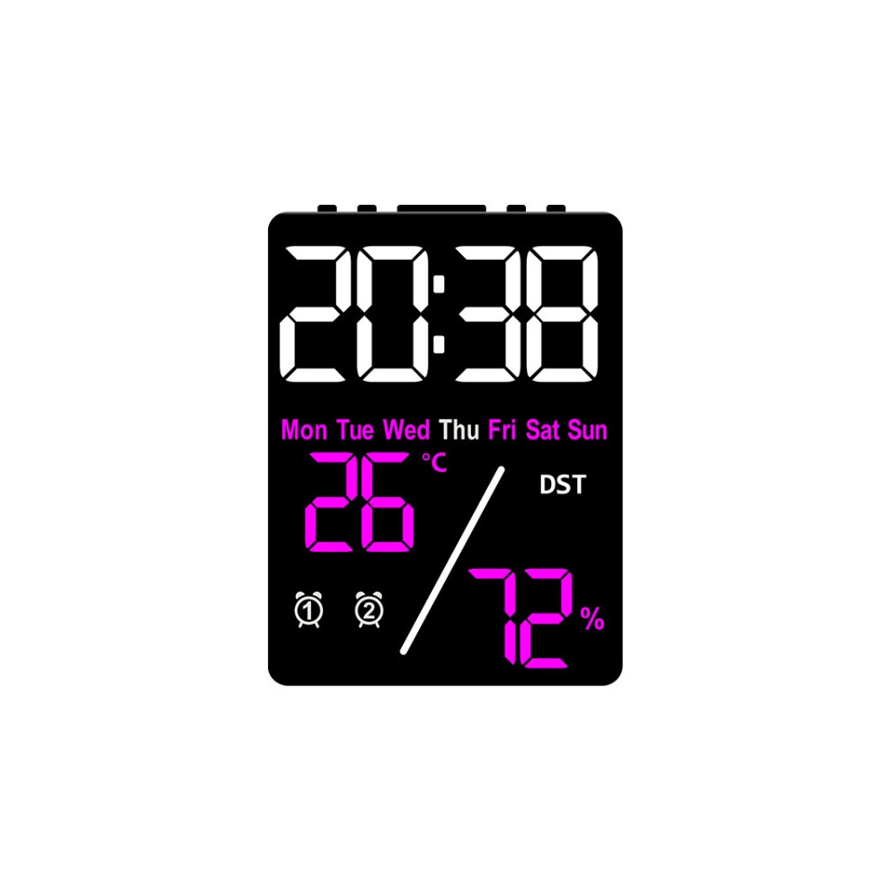 Multifunctional Temperature / Humidity Display Electronic Alarm Clock, Color: Rose Red/Black